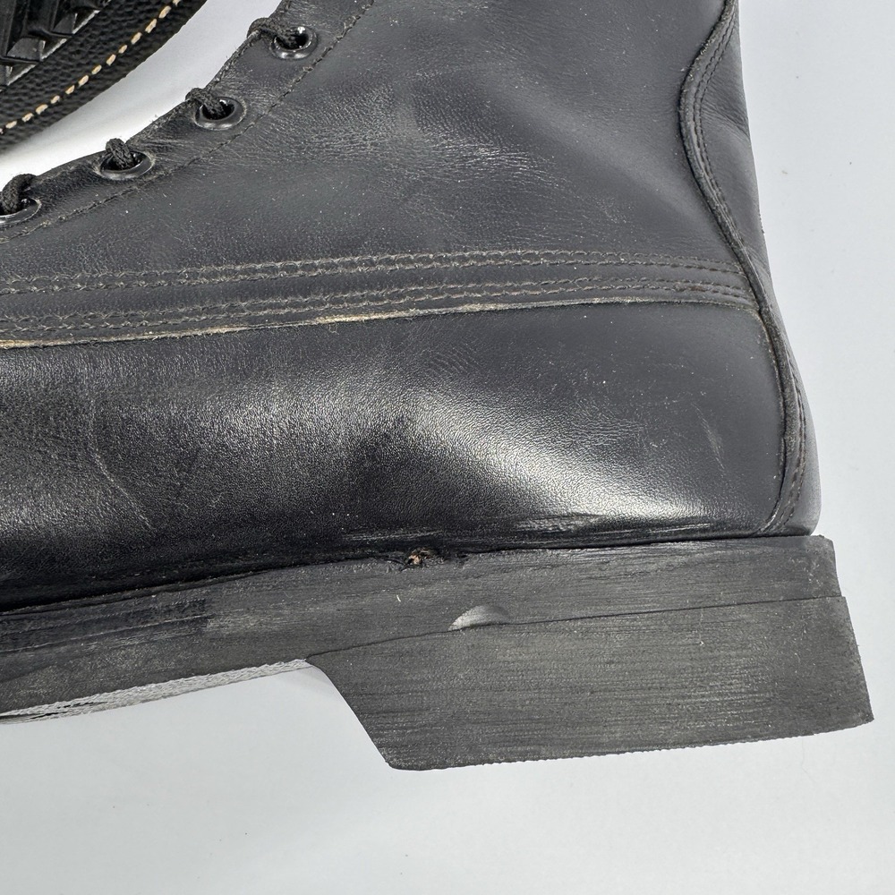 Biltrite Vintage Black‎ Leather Lace Up Combat Boots Side Zip Steel Toe 9E - Picture 12 of 12